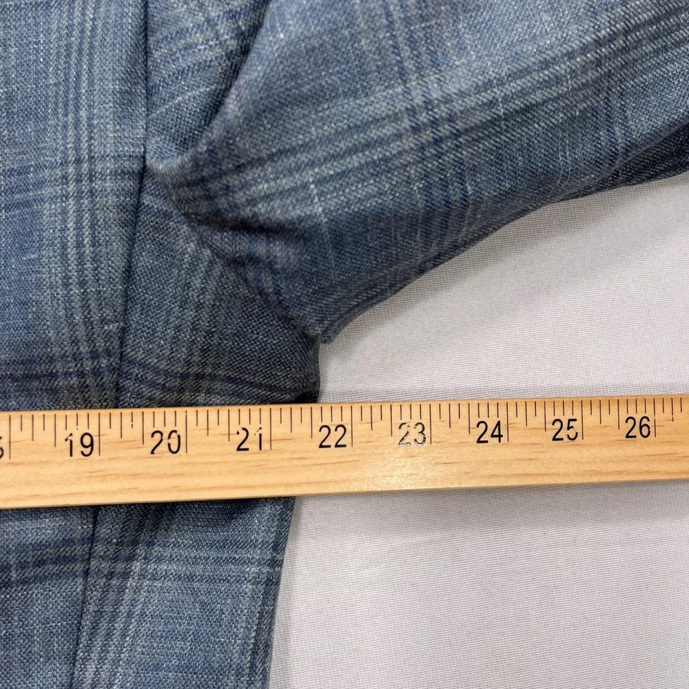 Ralph Lauren Sport Coat Wool Silk Linen Plaid Blue Mens 42L